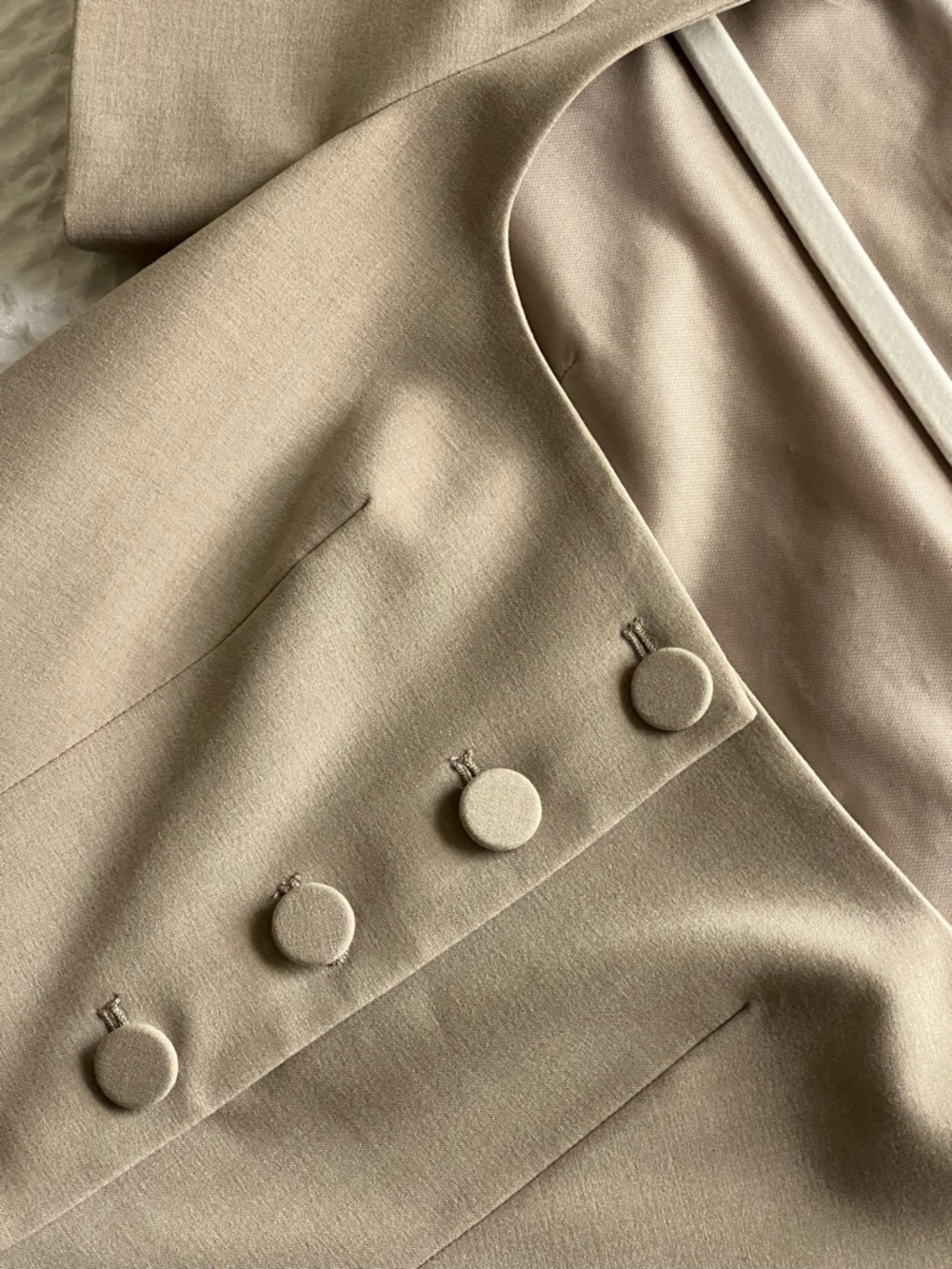 Zara Taupe Square Neck Short Sleeve Button Blouse - Picture 4 of 7